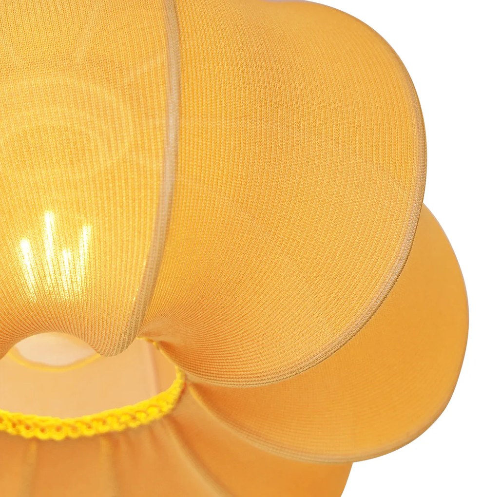Stoffen Japandi plafondlamp goud 37cm - Plu AsyeshaJapandi E27 rond Binnenverlichting Lamp