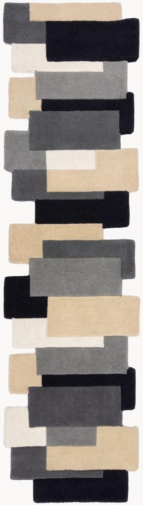 Handgetufte laagpolige wollen loper Collage