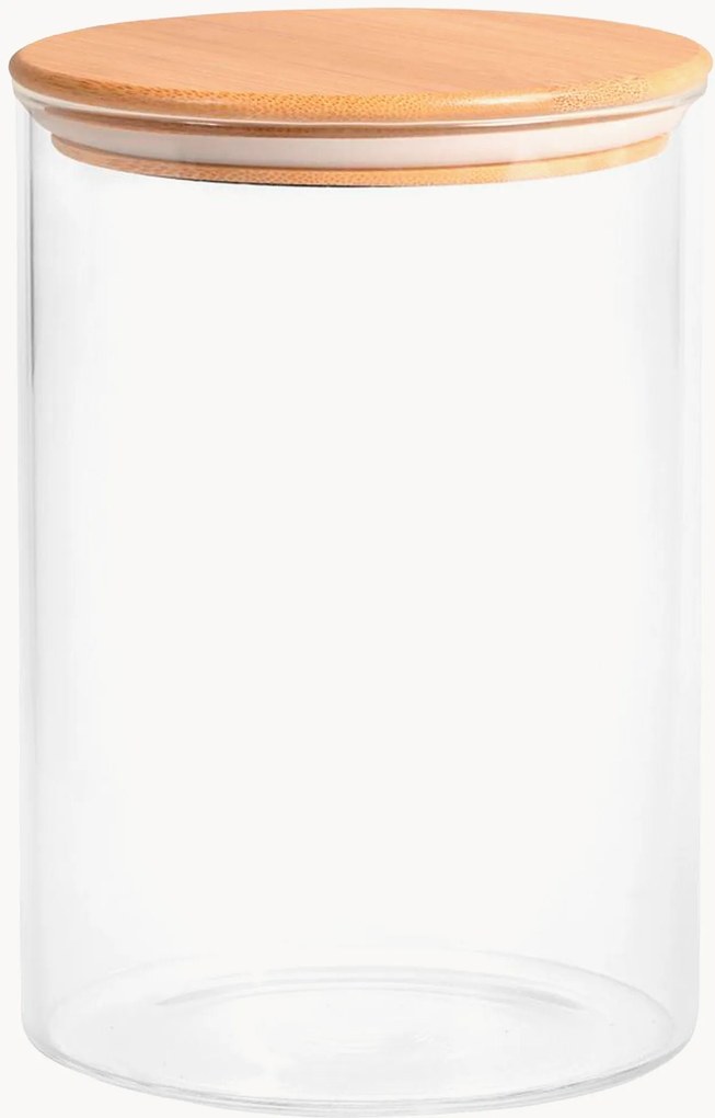 Opbergpot Natura van borosilicaatglas met bamboe deksel, 600 ml