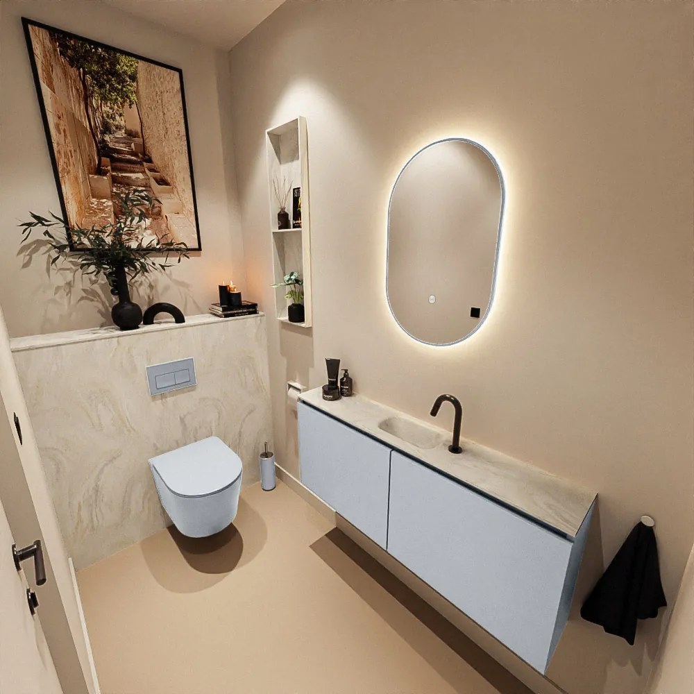 Mondiaz Ture DLux toiletmeubel 120cm clay met wastafel ostra midden met kraangat