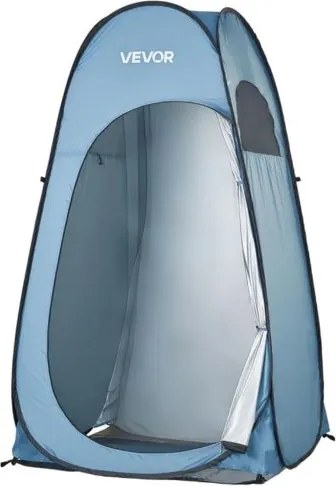 VEVOR Douchetent (119x119x210 cm) Pop-up Toilettent met snelle opzet, Omkleedtent inclusief haringen, touwen en draagtas, gemaakt van 190T polyester, ideaal voor kamperen, strand, vissen, blauw