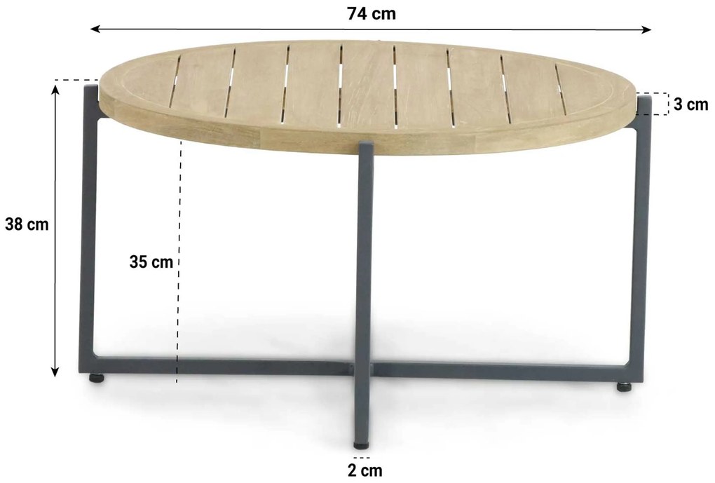 Stoel en Bank Loungeset 5 personen Aluminium/Teak Grijs Apple Bee Condor