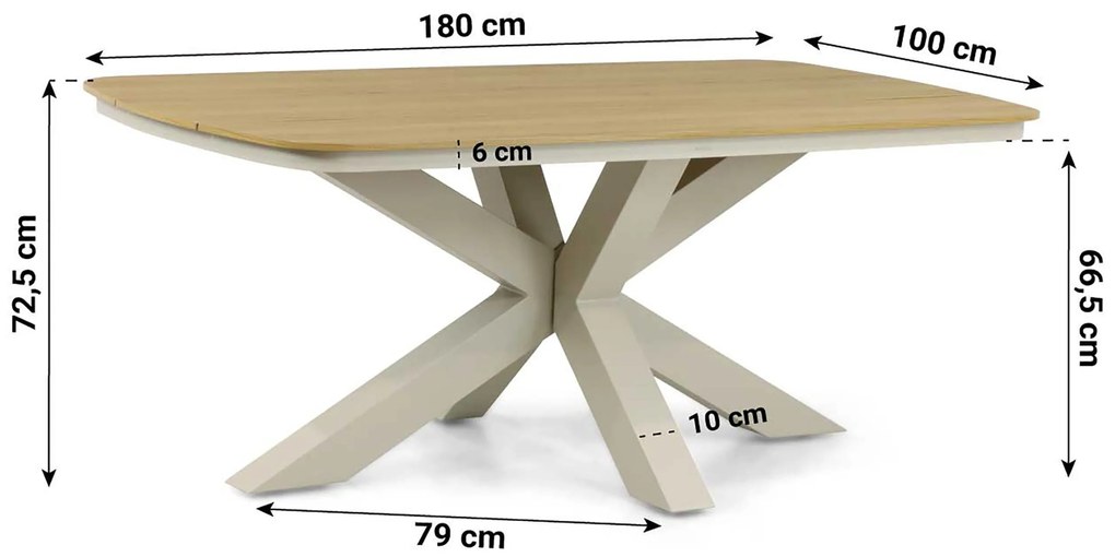 Dining Tuintafel rechthoekig 180 x 100 cm Aluminium/Polywood (teakfinish) Taupe Camila