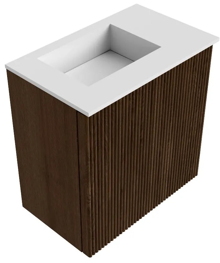 Mondiaz Joya 40cm toiletmeubel walnut met wastafel faye links zonder kraangat talc
