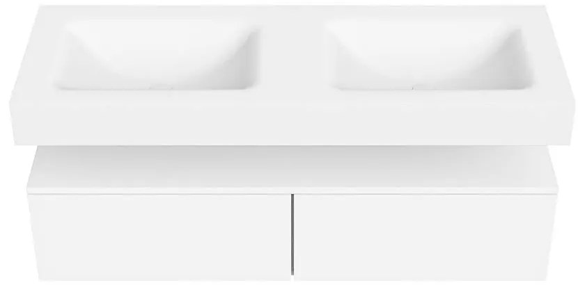 Zaro Alan badmeubel 130cm talc 2 lades met vrijhangende wastafel cloud dubbel 2 kraangaten talc