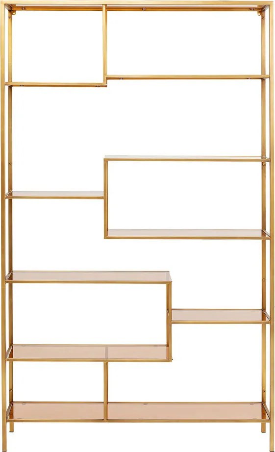 Hoog Wandrek Staal Met Glas Goud - 115x30x195cm.