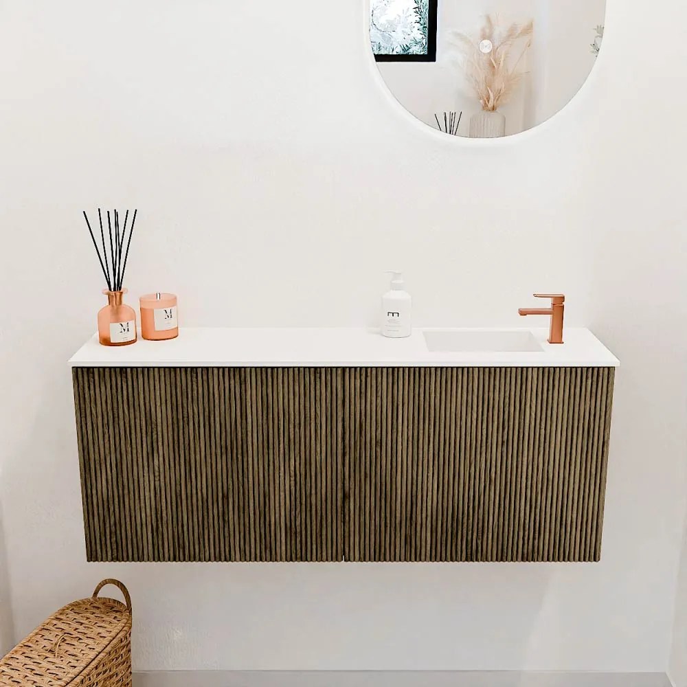 Mondiaz Joya 100cm toiletmeubel dusk met wastafel faye rechts 1 kraangat talc