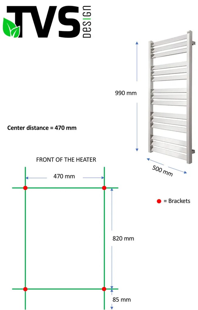 TVS Design Paso handdoekradiator chroom 320W 112x50cm