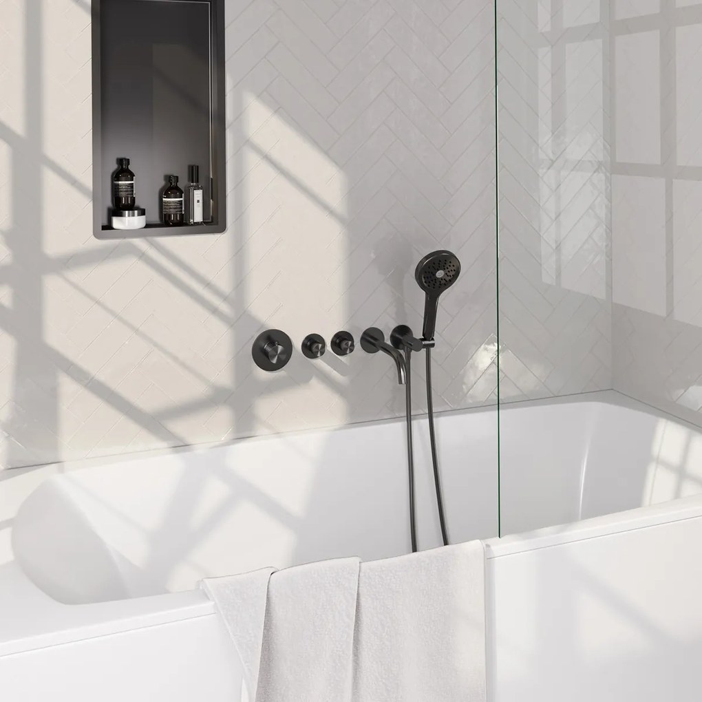 Brauer Stripe inbouw badkraan met 3 standen handdouche gunmetal geborsteld PVD