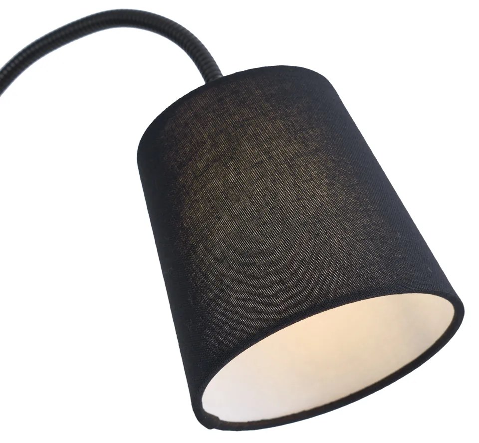 Klassieke vloerlamp zwart met zwarte kap en leeslampje - Retro Klassiek / Antiek E27 Binnenverlichting Lamp