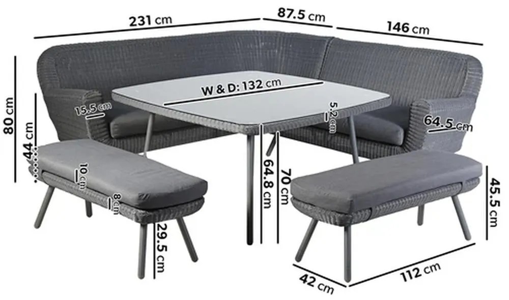 The Outsider Hoek Lounge Diningset - Jonah - Wicker - Donkergrijs - The Outsider