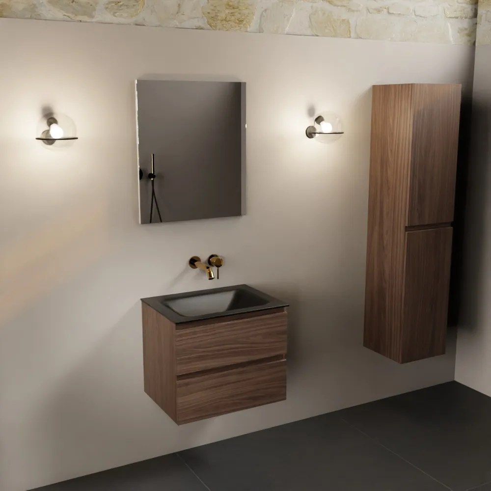 Mondiaz Aivy badmeubel 60cm mocha met wastafel solid surface urban midden zonder kraangat