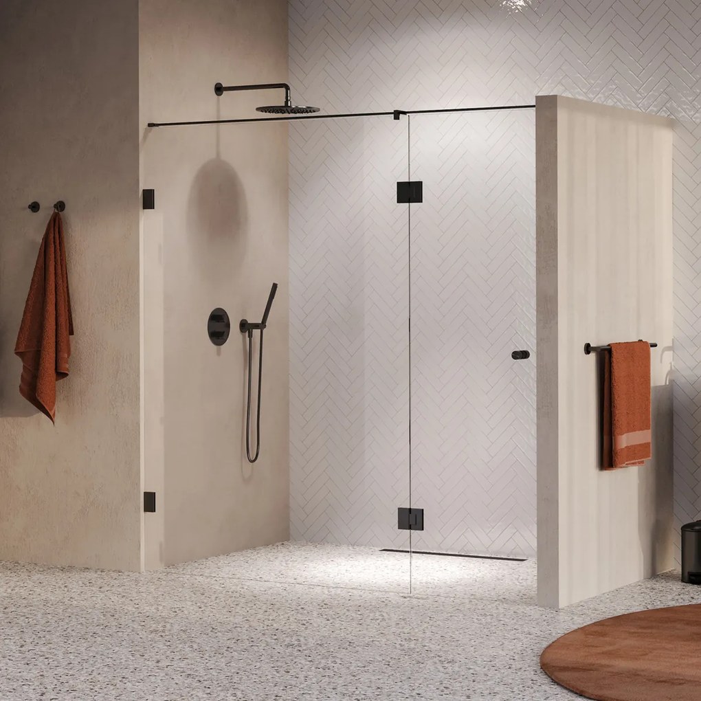 Brauer Void Carving profielloze nisdeur 190cm met draaideur 70cm aan glas gunmetal geborsteld PVD