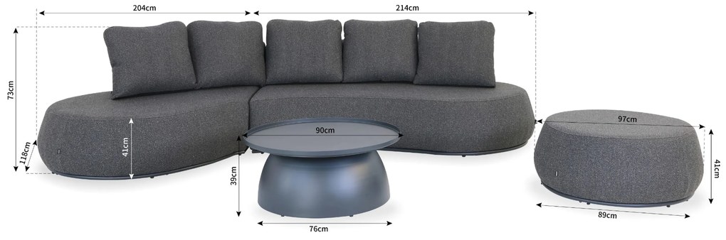Loungeset tuin 4 personen Outdoor textiel Grijs Lifestyle Garden Furniture Lugo