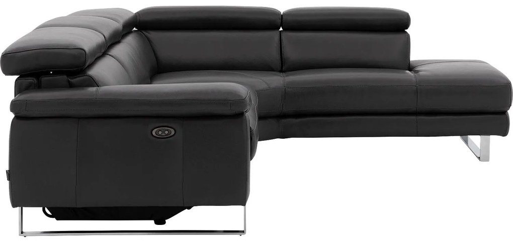 Goossens Excellent Bank Noud donkergrijs, leer, modern design met ligelement rechts
