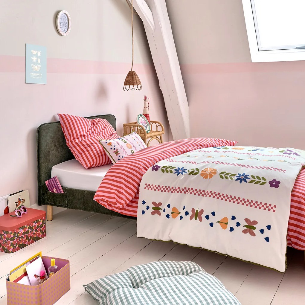 Beddengoed voor kinderen, 50% gerecycled katoen, vierkante kussensloop, SACHA ROSE