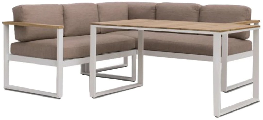 The Outsider Hoek Loungeset - Melton - Acacia/Aluminium - Wit - The Outsider