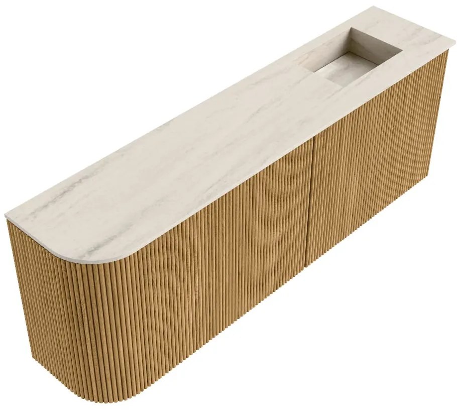 Mondiaz Joya DLux 110cm toiletmeubel ronding links oak met wastafel faye rechts zonder kraangat meli