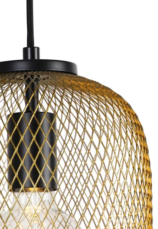 Eettafel / Eetkamer Art Deco hanglamp goud 45 cm 3-lichts - Bliss Mesh Industriele / Industrie / Industrial E27 Draadlamp rond Binnenverlichting Lamp