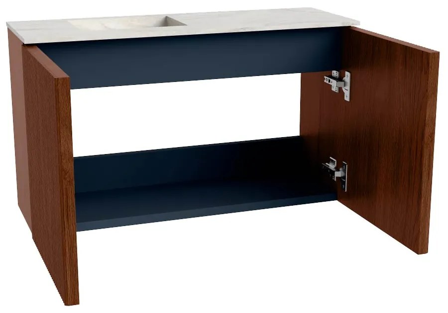 Mondiaz Joya DLux 70cm toiletmeubel ruby met wastafel faye links zonder kraangat ostra