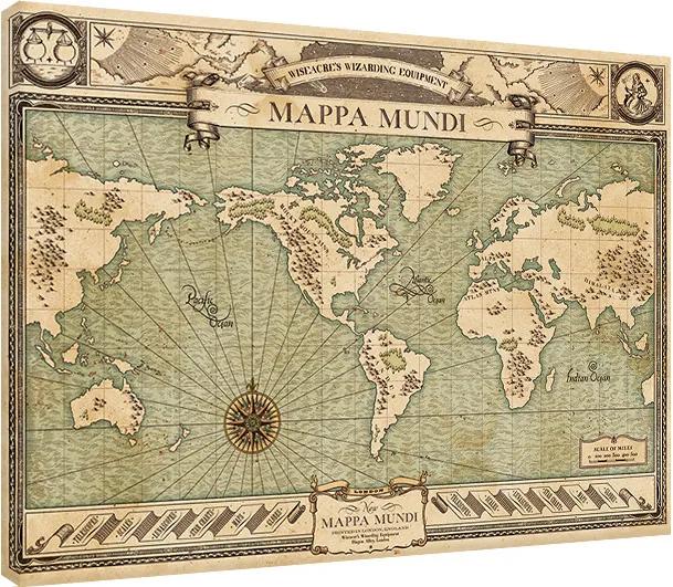 Print op canvas Fantastic Beasts And Where To Find Them - Mappa Mundi, (80 x 60 cm)