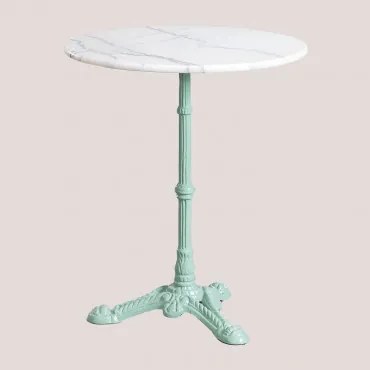 Ronde Ø60cm Bartafel In Natuursteen Azteca Guangxi Wit Marmer - Paradijseiland Groen - Sklum