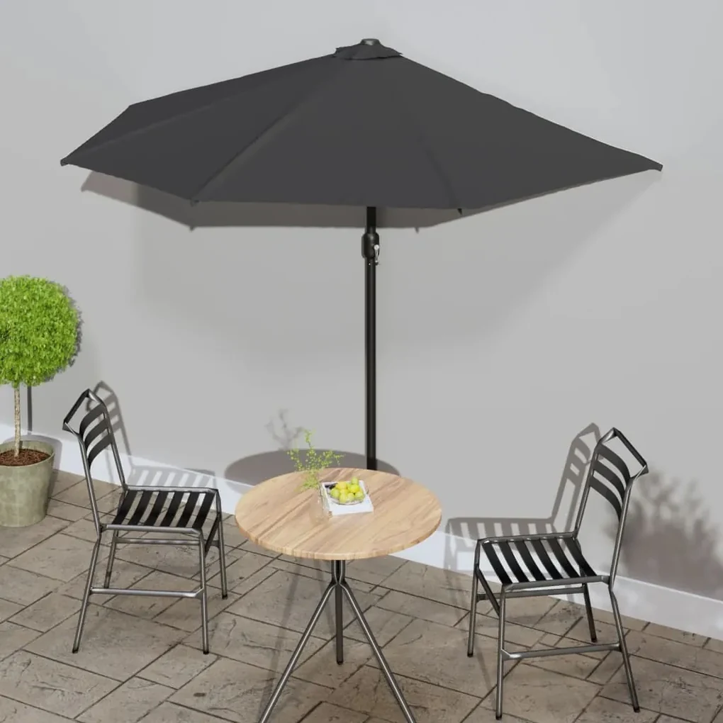 vidaXL Balkonparasol half met aluminium paal 270x135 cm antraciet