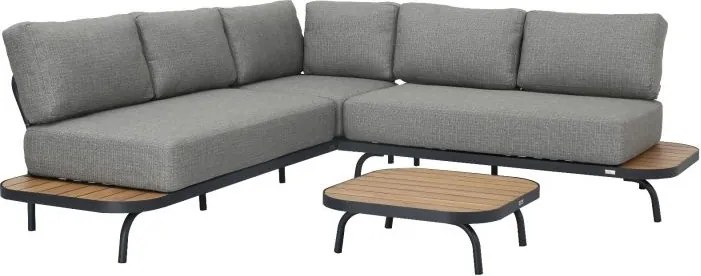 The Outsider Hoek loungeset Thomas | Antraciet | Acacia &amp; Aluminium | The Outsider