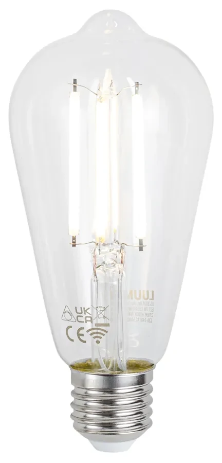 Smart wandlamp zwart met smoke glas incl. Wifi ST64 - Laura Modern E27 rond Binnenverlichting Lamp