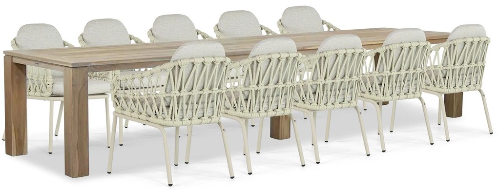 Tuinset 10 personen 400 cm Aluminium/rope Taupe Coco Barcelona/Brighton