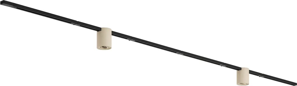 Modern railsysteem zwart met 2 beige spots 1-fase - Iconic Rondoo Up