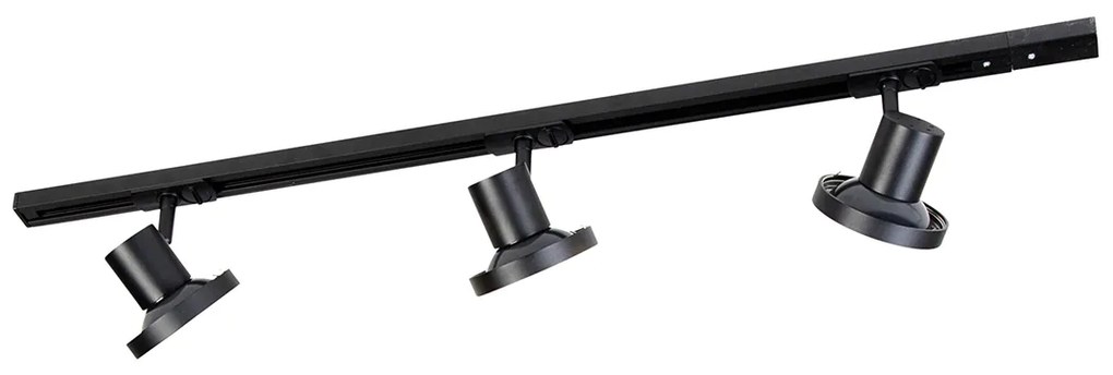 Modern railsysteem met 3 Spot / Opbouwspot / Plafondspots zwart 1-fase 100 cm - Iconic Jeany Modern GU10 Binnenverlichting Lamp