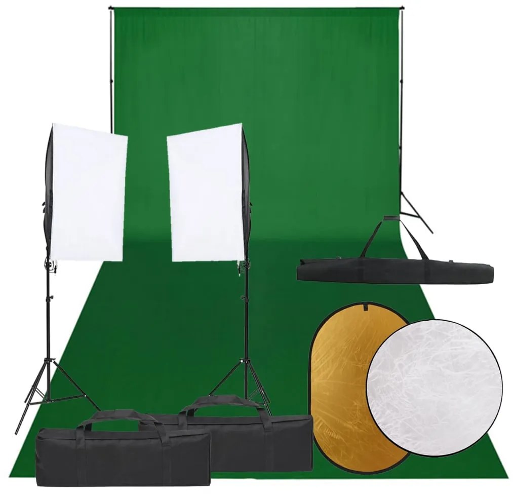 vidaXL Fotostudioset met verlichtingsset, achtergrond en reflector