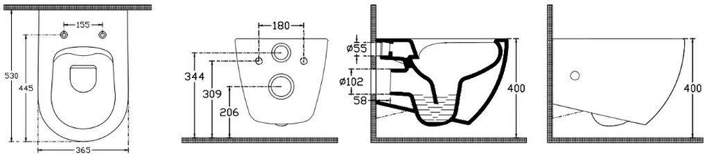 Isvea Infinity toiletpot met bidet en sensor randloos antraciet