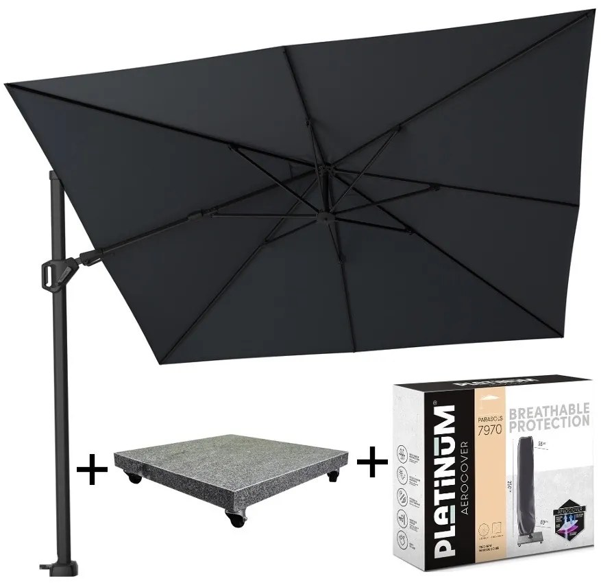 Challenger T2 300x300 cm antraciet met parasolvoet 120kg en hoes