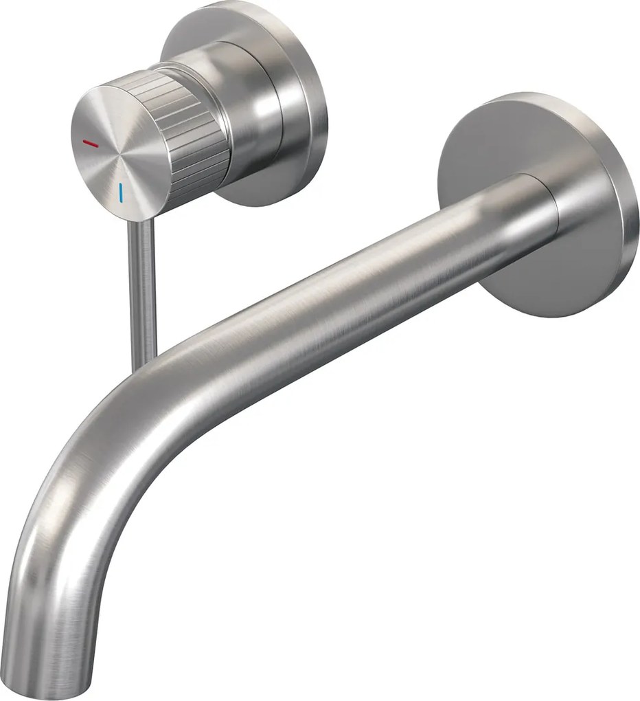 Brauer Stripe inbouw wastafelkraan ColdStart met gebogen uitloop en rozetten model A2 RVS geborsteld PVD