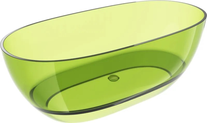 Mexen Pure lime vrijstaande transparante badkuip 170 x 80 cm, chromen afvoerplug - 58071708012