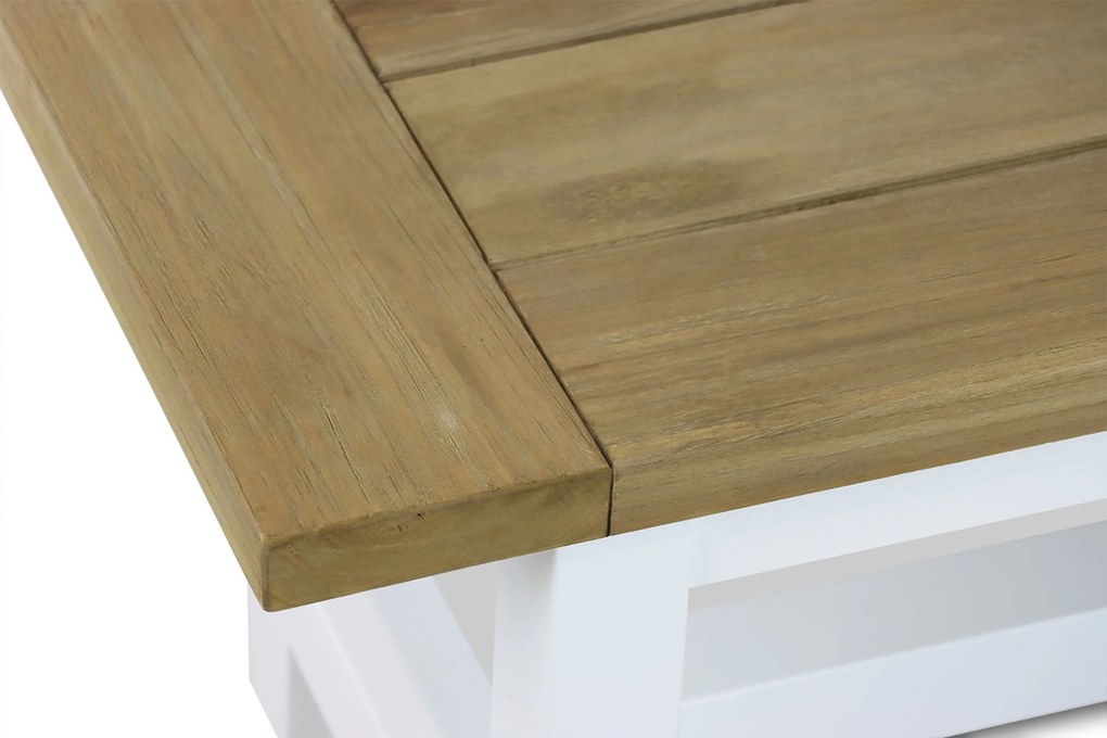 Tuinset 6 personen 220 cm Rope /Aluminium/teak Wit Santika Furniture Santika