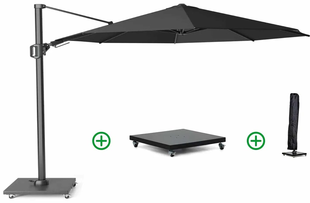 Zweefparasol  3.5m T2 premium (incl. voet en hoes) Grijs-antraciet Platinum Challenger