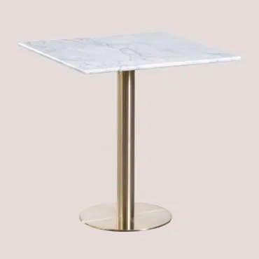 Cosmopolitan Vierkante Marmeren Bartafel Wit Marmer & ↔︎ 70 Cm & Champagne Goud - Sklum