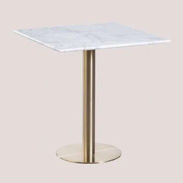Cosmopolitan Vierkante Marmeren Bartafel Wit Marmer Guangxi & ↔︎ 70 Cm & Champagne Goud - Sklum