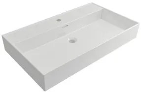 Plieger Kansas badmeubel 80cm met glans witte wastafel en kraangat warm eiken