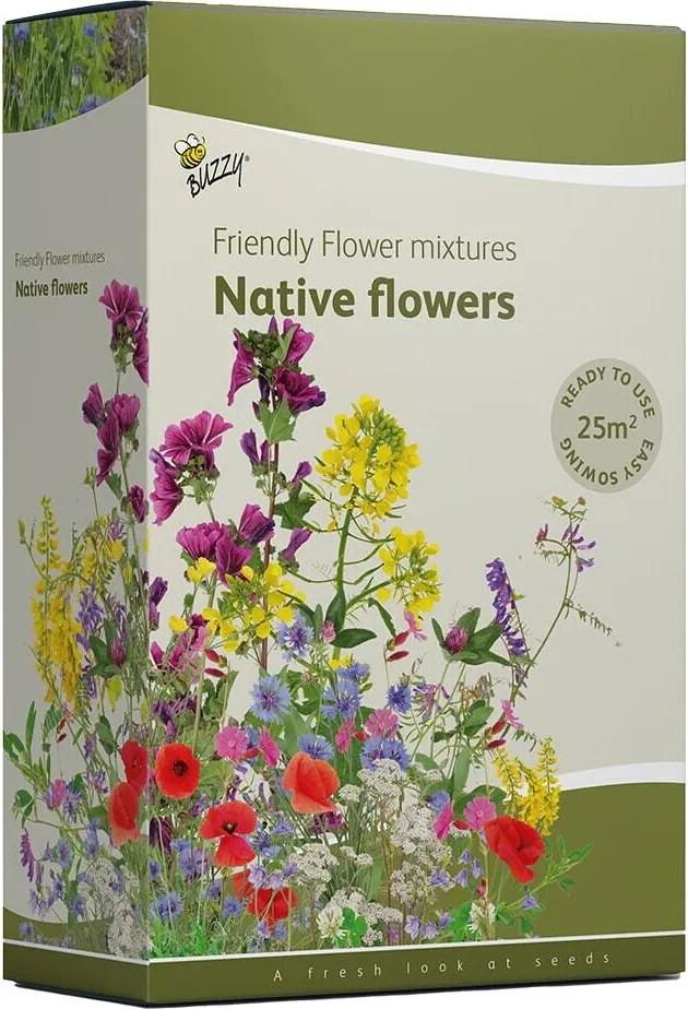 Buzzy seeds Friendly Flowers Strooidoos - Inheemse Bloemenmix - 25 m²