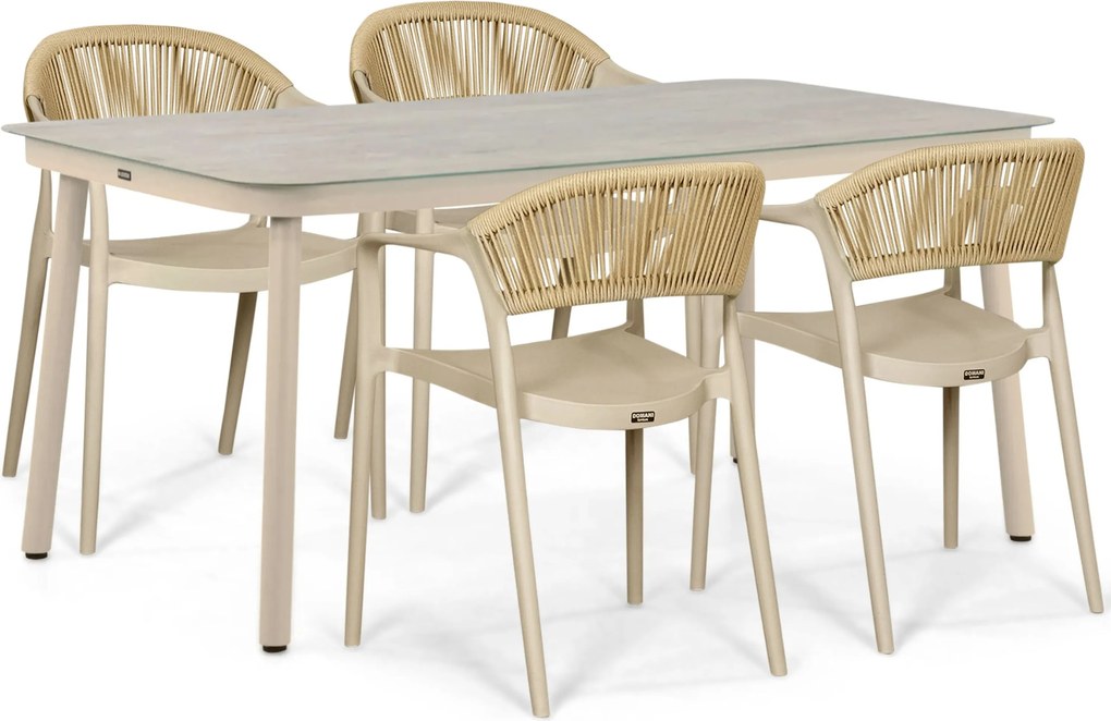 Tuinset 4 personen 160 cm Kunststof Taupe Domani Furniture Toscano/Tavano