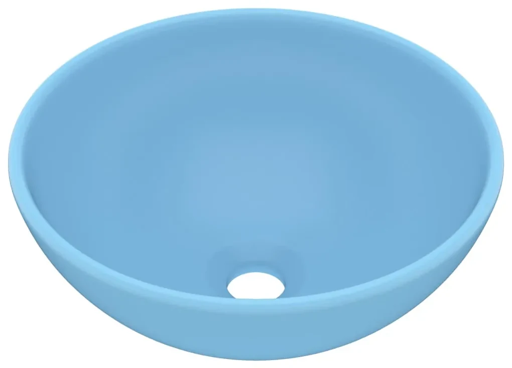 vidaXL Wastafel rond 32,5x14 cm keramiek mat lichtblauw