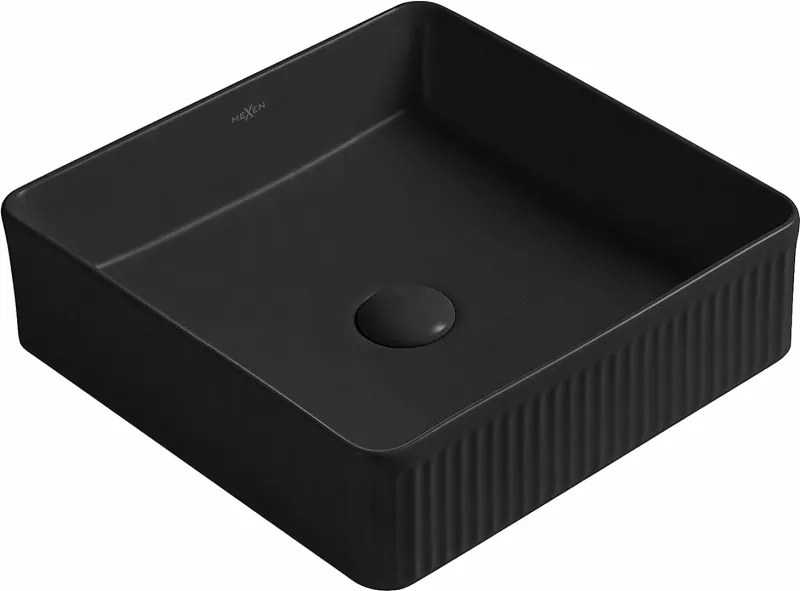 Mexen Grovo opzetkom geribbeld 37 x 37 cm, zwart mat - 22303785