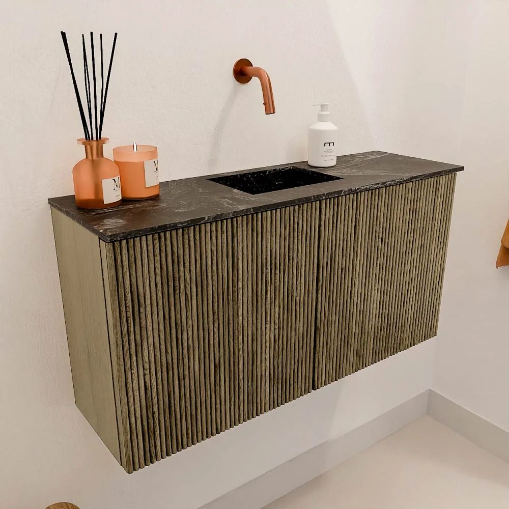 Mondiaz Joya DLux 80cm toiletmeubel dusk met wastafel faye midden zonder kraangat lava