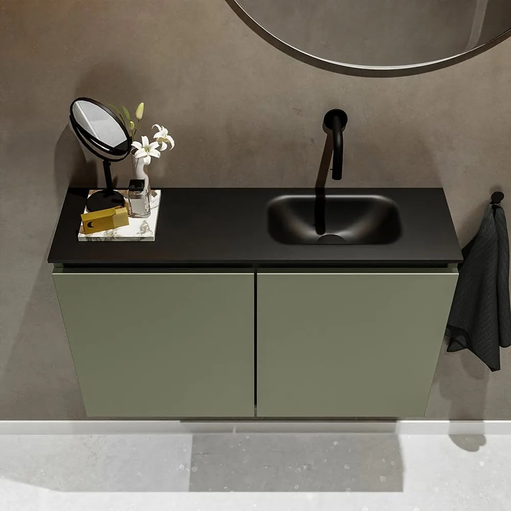 Mondiaz Ture 80cm toiletmeubel army met wastafel urban rechts geen kraangat