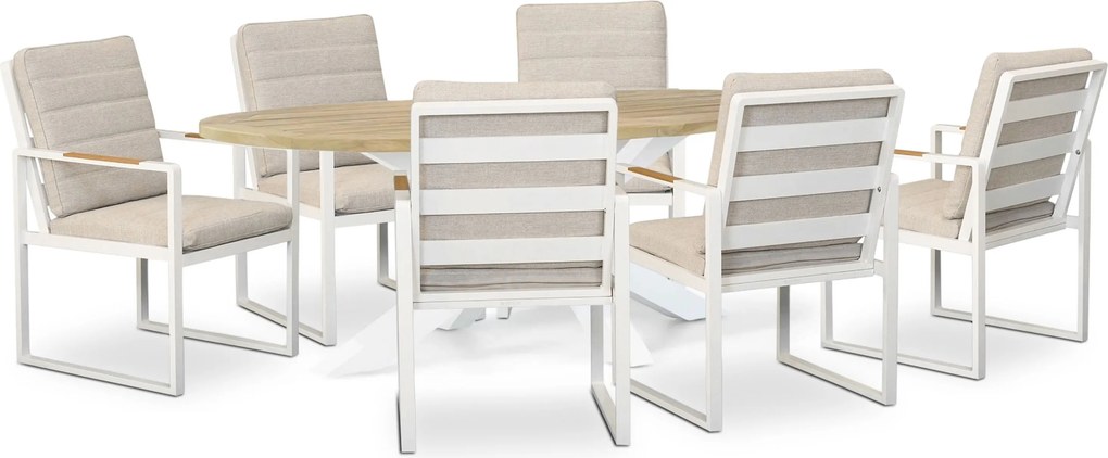 Tuinset 6 personen 240 cm Aluminium Wit Lifestyle Garden Furniture Alessio/Bradford
