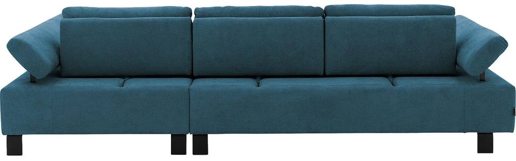 Goossens Bank Alvin blauw, stof, 3-zits, modern design met chaise longue rechts